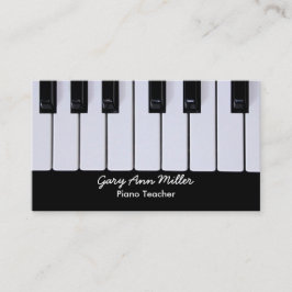 Cartão De Visita Professor de piano preto e branco das chaves