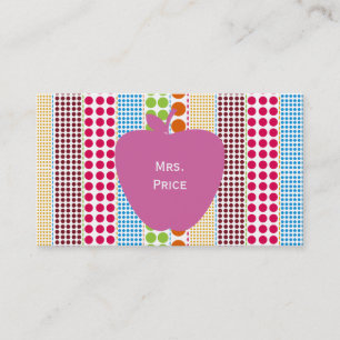 Cartão De Visita Professor de pontos de boho de maçã rosa