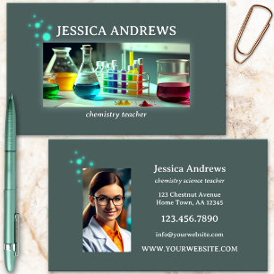 Cartão De Visita Professor de Química Ciência Tutor Foto