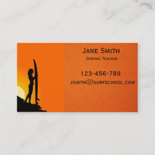 Cartão De Visita professor de surfe do surf