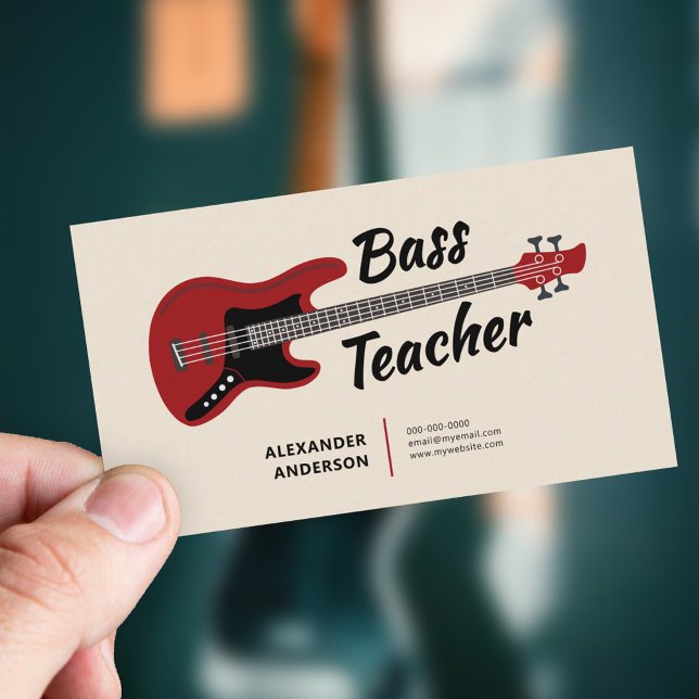 Cartão De Visita Professor de Violão Bass (Bass Guitar Teacher Business Card)