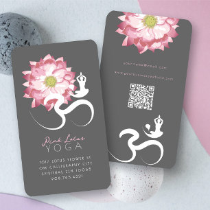 Cartão De Visita Professor de Yoga Espiritual Flor de Lótus Rosa Sí