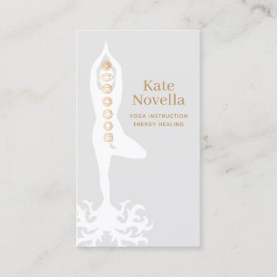 Cartão De Visita Professor de Yoga, ganha-se com Raízes e Chakras