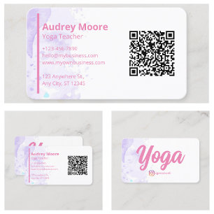 Cartão De Visita Professor de Yoga Moderno Roxo