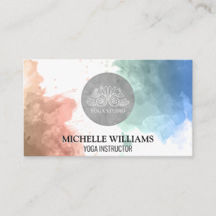 Cartão De Visita Professor do Yoga Studio  Watercolor