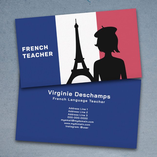 Cartão De Visita Professor francês (French Teacher Business Card)