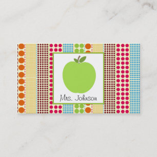 Cartão De Visita Professor multicolorido verde das bolinhas de