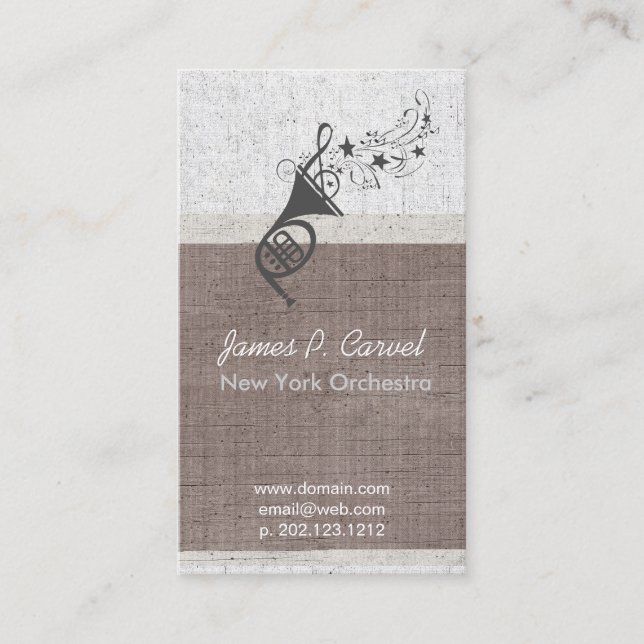 Cartão De Visita Professor real da banda   da trompa francesa da (Frente)