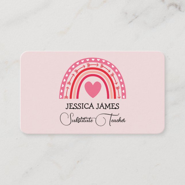 Cartão De Visita Professor substituto do cotovelo azul-boho (Frente)