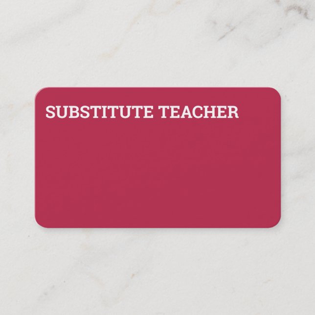 Cartão De Visita Professor Substituto Tutor Magenta (Frente)
