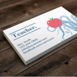 Cartão De Visita Professor Vintage Octopus e Apple Único