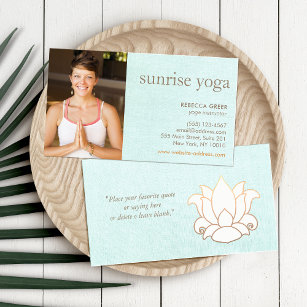 Cartão De Visita Professor Yoga Photo White Lotus Flower
