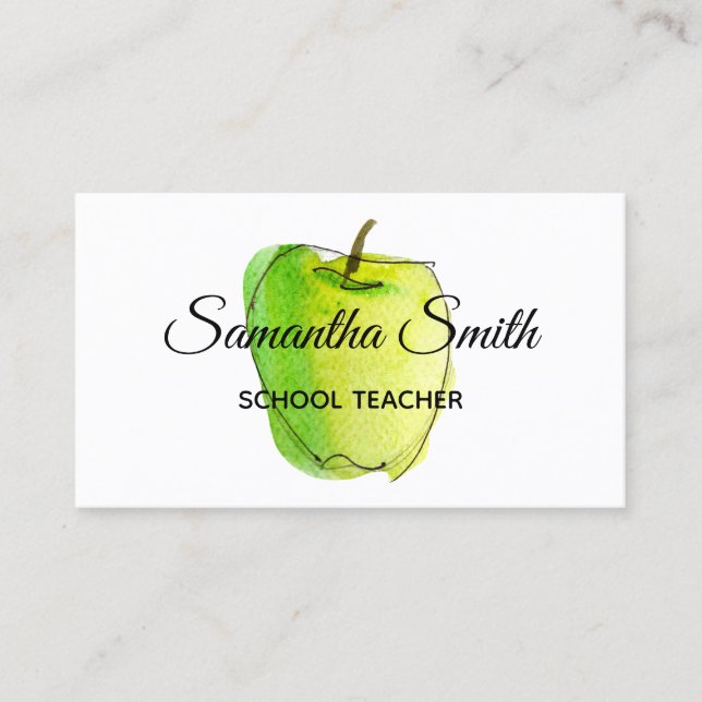Cartão De Visita Professora da Escola de Apple de Molera Verde (Frente)