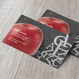 Cartão De Visita Professora da Escola de Chalkboard Apple & Random 