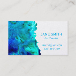 Cartão De Visita Professora de arte de abstrato de aquarela colorid