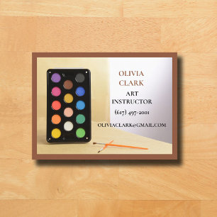 Cartão De Visita Professora de Arte Marrom Turnê de Arte