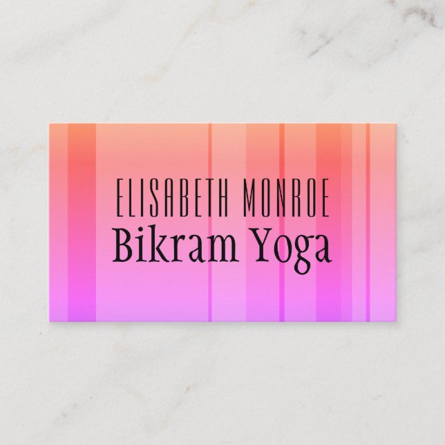 Cartão De Visita Professora de Bikram Yoga, com risca rosa clássica (Frente)