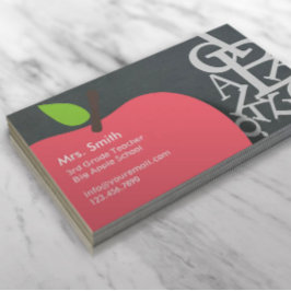 Cartão De Visita Professora de Escolas Apple & Letters