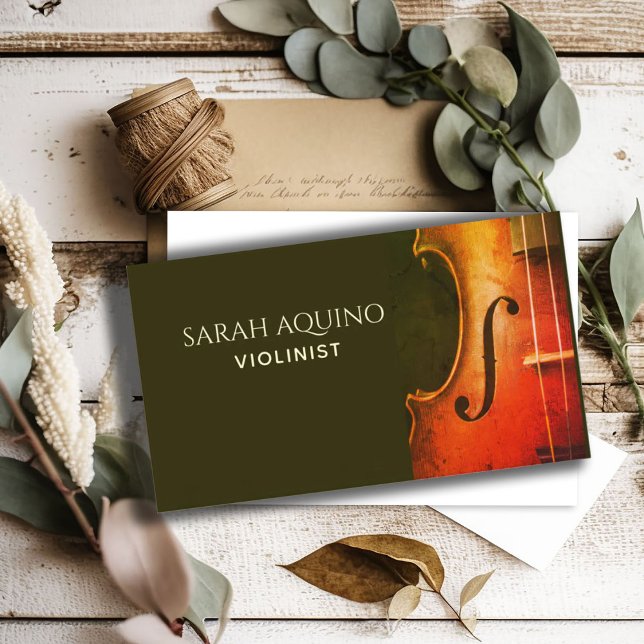 Cartão De Visita Professora de Música Violinista Violinista Elegant (Criador carregado)
