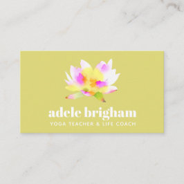 Cartão De Visita Professora do Watercolor Lotus Yoga e treinador da