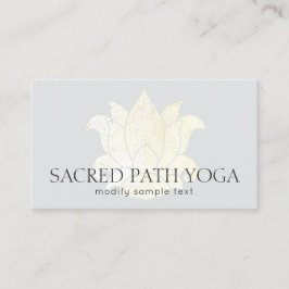 Cartão De Visita Professora Elegante Dourada Lotus Yoga