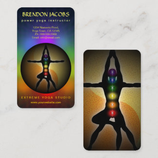 Cartão De Visita Professora Instrutora Yoga Chakras Manly Pose