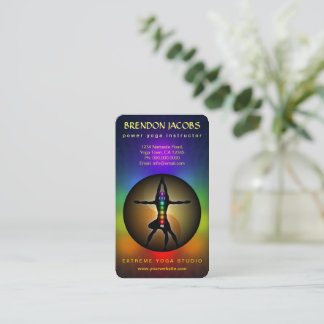 Cartão De Visita Professora Instrutora Yoga Chakras Masculine Pose