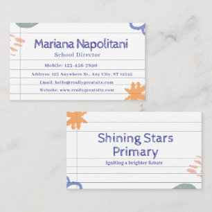 Cartão De Visita Professores de doodles brancos e de escribble