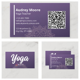 Cartão De Visita Professores de Yoga Mandala Roxo