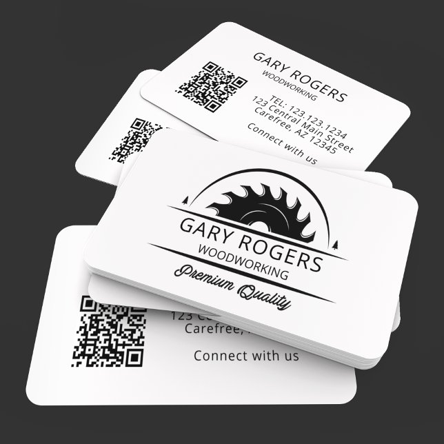 Cartão de Visita Profissão de Marcenaria Código QR (Criador carregado)