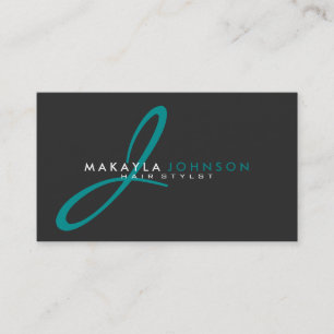 Cartão De Visita Profissional azul do monograma da cerceta moderna