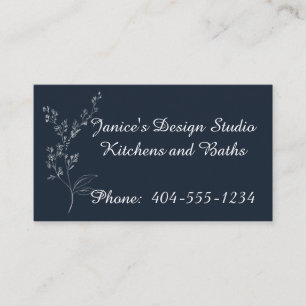 Cartão de visita profissional branco e azul marinh