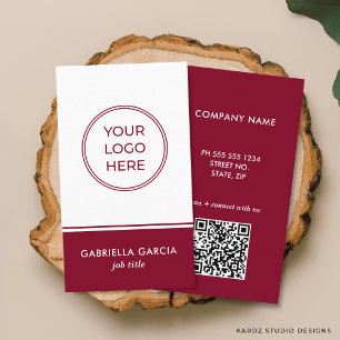 Cartão de Visita Profissional Burgundy com Logotip
