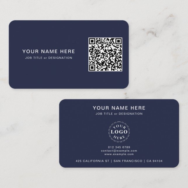 Cartão de visita profissional com código QR e logo (Frente/Verso)