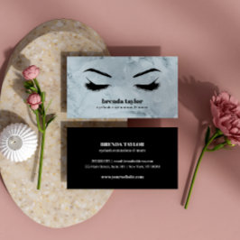 Cartão De Visita Profissional de bar de Medula de Luxo Azul Eyelash