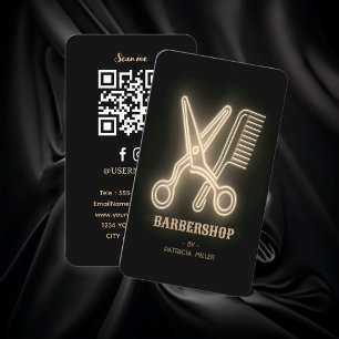 Cartão de visita profissional de Barbershop preto