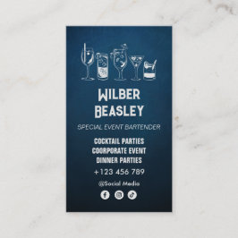Cartão De Visita Profissional de barman | Azul escuro
