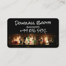 Cartão De Visita profissional de barman de bebidas | Preto Moderno