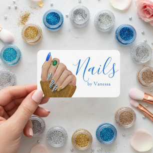 Cartão De Visita Profissional de Beleza Elegante Técnico de Unhas C