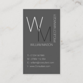 Cartão de visita profissional de Cinza monograma s