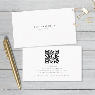 Cartão De Visita Profissional de código QR minimalista de luxo