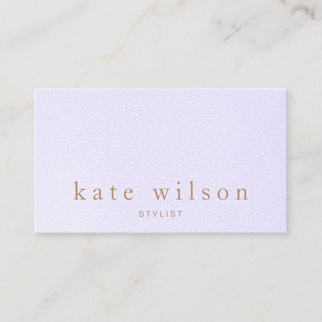 Cartão De Visita Profissional de couro de Lavanda elegante (Frente)