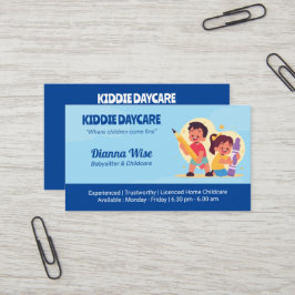 Cartão De Visita Profissional de creche | Azul profundo