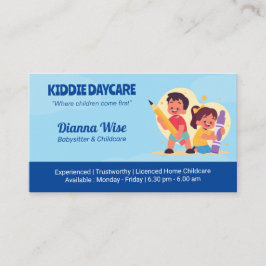 Cartão De Visita Profissional de creche | Azul profundo