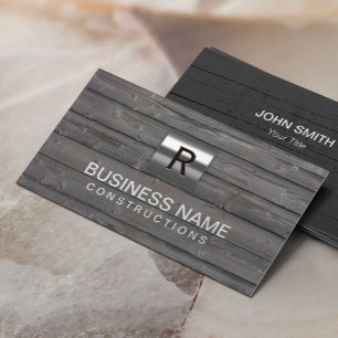 Cartão De Visita Profissional de madeira do monograma do metal da