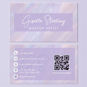 Cartão De Visita Profissional de Maquiagem Holográfico Pastel