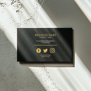 Cartão De Visita Profissional de mídia social preto e dourado em ne