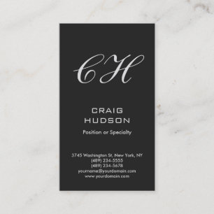 Cartão de visita profissional de monograma da Cinz