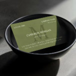 Cartão De Visita Profissional De Monograma Verde Oleícola<br><div class="desc">Cartão de visita monograma verde-oliva com um lado com verde-claro contra verde-oliva e seu nome,  título e informações de contato sobre sua inicial.</div>