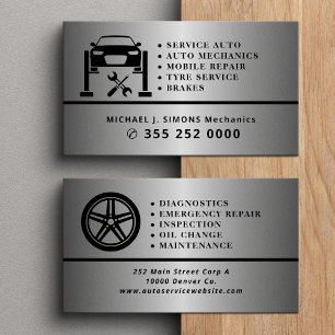 Cartão De Visita Profissional de reparo automático mecânico metal p